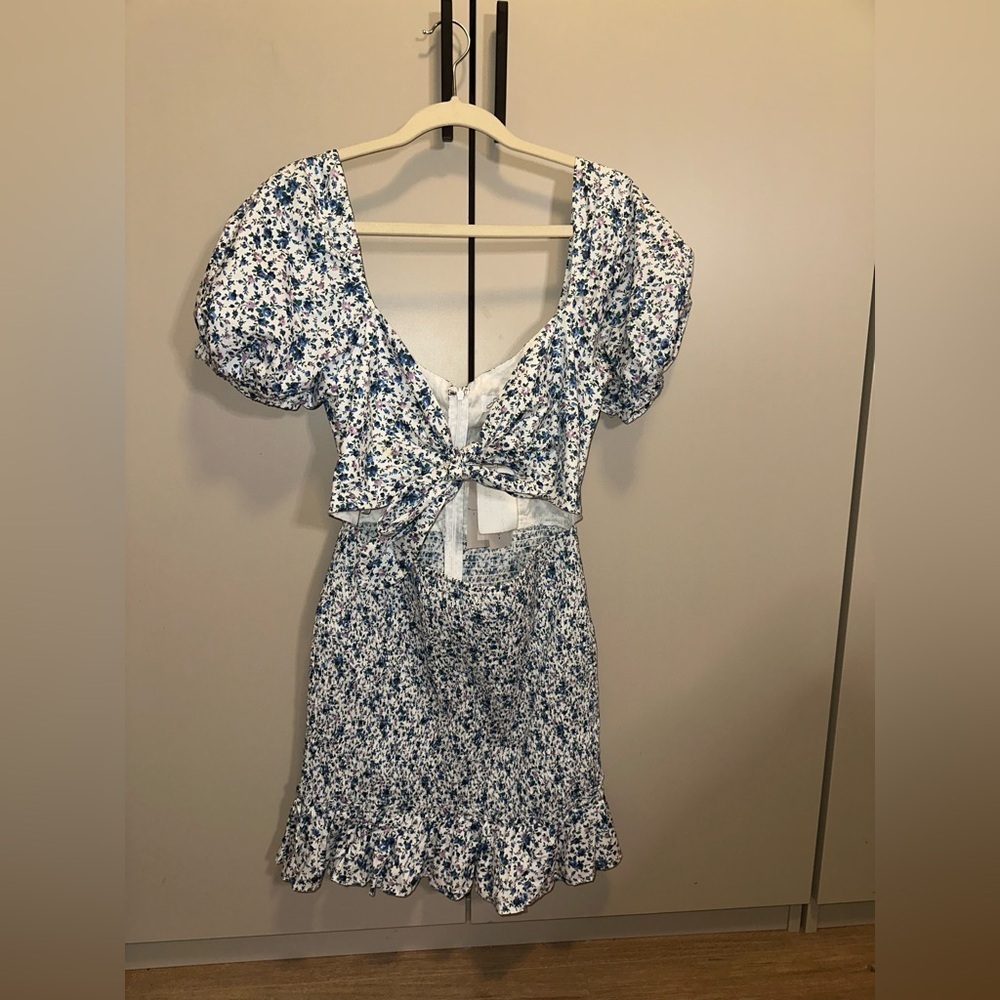 NWT Sabo Skirt Floral Blue and White 100% Cotton Dress size Large